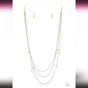 Nwt earrings & necklace paparazzi collectively carefree yellow